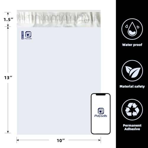 POLYSELLS 2000 pcs 10x13 Inches White x Silver Poly Mailers Shipping Envelopes, Strong Adhesive Sealing, Waterproof, and Tear-resistant Postal Mailing Bags for Clothing, Books, and Accessories - size: 10"x13" 2000 PCS