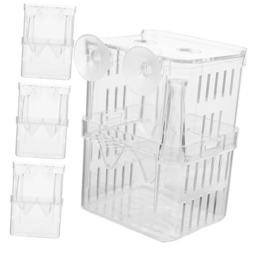 TOYANDONA 4Pcs Fish Breeding Box Aquarium Isolation Container for Safe Hatching and Acclimation Easy Clean Compact with Suction Cups for Betta Guppy and Shrimp