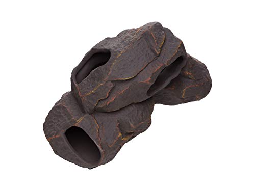 Aquarium Ceramic Decorations Cave Betta Stone Decor - Aquarium Fish Tank Hideway Decor for breeding Cichlids Plecos Betta Toys Hideout (Magma Rock)