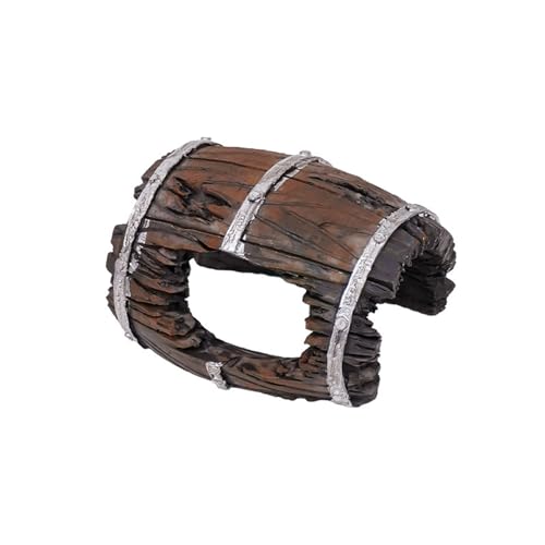 Natural Fishes Tanks Ornaments Miniature Weathered Barrels Fishes Tanks Accessory for Reptiles Enclosures Reptiles Hide Cave