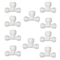 10 PCS 1/4" x 3/8" x 1/4" Push Fit T-Shaped 3-Way Tube Connector, Plastic Quick Connect Fittings for RO Water Purification System, Reverse Osmosis, Water Filters (White) - style: 1/4"-3/8"-1/4" T connect(10)