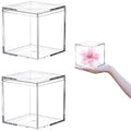 Acrylic Box with Lid Clear Square Cube Plastic Decorative Boxes Clear Display Box Wedding Birthday Party Decoration - size: 4 x 4 x 4 Inch