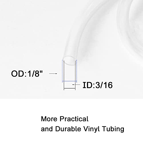Eoiips PVC Vinyl Tubing, 1/8" ID x 3/16" OD Plastic Industrial Grade Lightweight Clear Hybrid PVC Hose Tube BPA Free Air Hose Line, 5FT - size: 1/8" ID, style: 5FT
