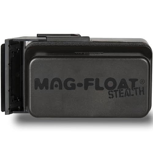 Mag-Float Large + Plus Black Stealth Glass Magnet Aquarium Scraper Cleaner with Blade - Floating Magfloat Magnetic Leaning Tool - size: Large+ Plus