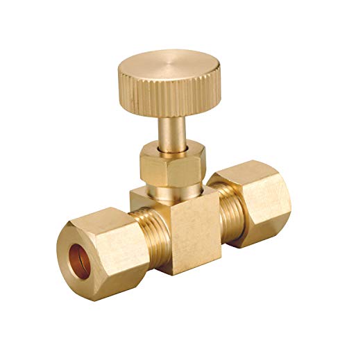 Premium Brass Replacement Control Needle Valve 1/4" OD Compression X 1/4" OD Compression - size: 1PCS 1/4"OD x 1/4"OD