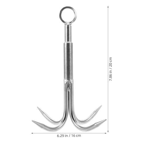 Kisangel Four-Claw Anchor Hook Stainless Steel Heavy Duty Grappling Hook for Freshwater Saltwater Fishing Outdoor Retrieval and Underwater Treasure Hunting 7.87X6.29X6.29 Inch