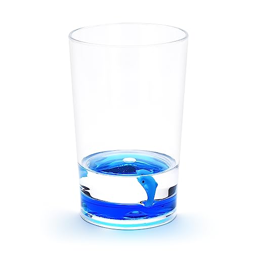 Locco Decor 4 Piece Acrylic Liquid 3D Floating Motion Bathroom Vanity Accessory Set Ocean Cartoon Animal Theme Dolphin Toothbrush Holder, Tumbler, Soap Dispenser, Soap Dis - size: 4-piece, style: Dolphin