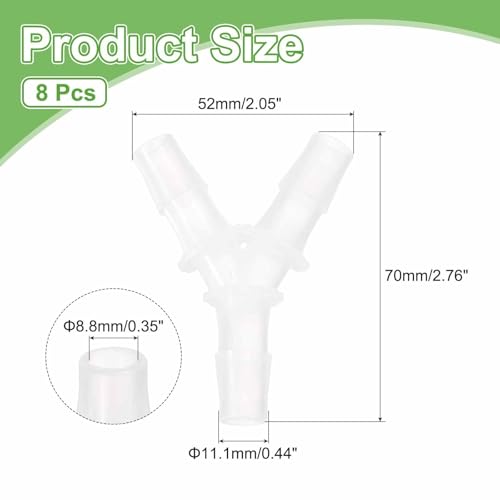 MECCANIXITY 8pcs Plastic Hose Barb Fitting, 7/16" x 7/16" Y Shape Tee Barbed Hose Pipe Fitting Splicer Mender Joint Adapter for Water Liquid Fuel Line Tube, Clear - size: 7/16" x 7/16"
