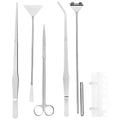 6 Pcs Stainless Steel Aquascaping Tools Kit for Aquarium Plant Care, Algae Scraper, 15 in / 38 cm Tweezers, 11.8 in / 30 cm Scissors, 12.6 in / 32 cm Sand Spatula, Acrylic Holder, Silver