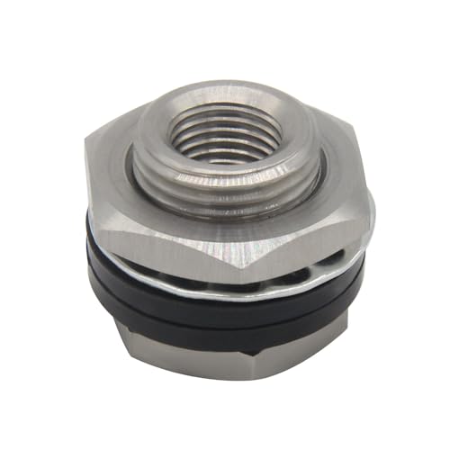 Stainless Steel Bulkhead Fitting 1/4" NPT Female Bulked Coupler Thru-bulk Tank Fitting Connector (pack of 2) - size: 1/4" NPT Female to 1" Length