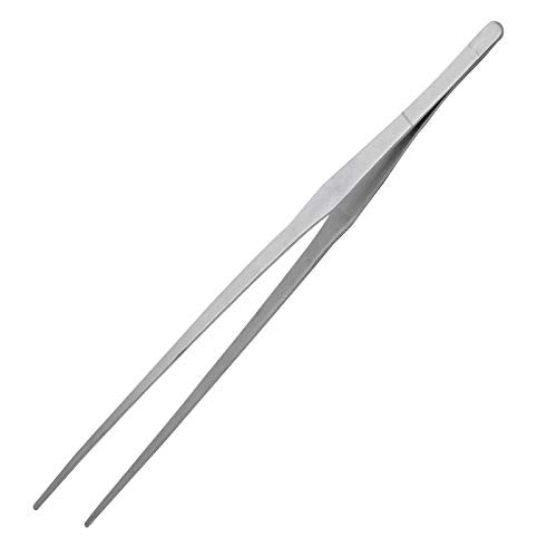 Bonsicoky 15 Inch Stainless Steel Tweezers, Non-Slip Long Straight Tweezers Tongs Tool with Precision Serrated Tips for Aquarium, Garden, Kitchen