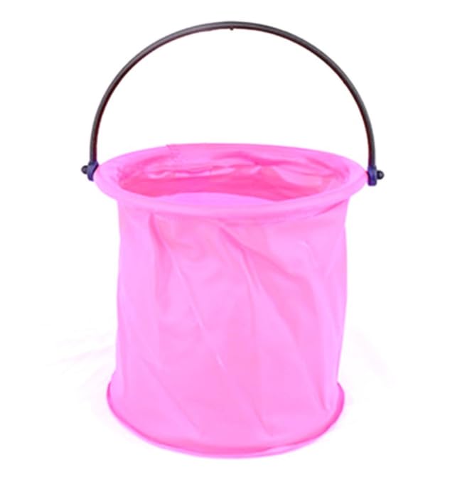 ASEANAO Collapsible Water Bucket, Collapsible Bucket with Handle, Collapsible Water Bucket for Camping,Outdoor,Fishing,Cleaning (Pink), 95556 - color: Pink