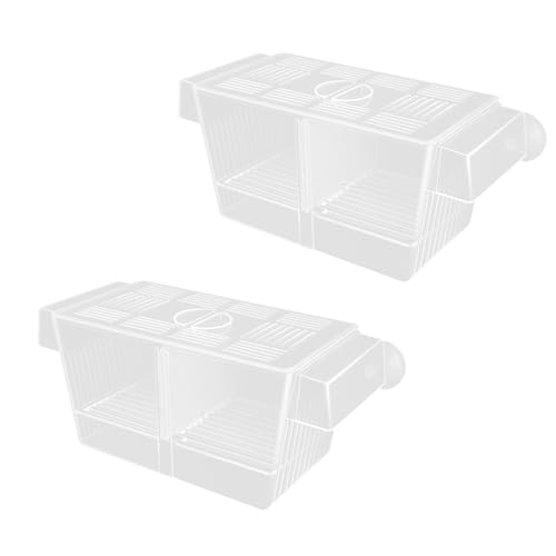 Multipurpose Fish Isolation Tanks with Strong Suction Cup for Aggressive Injured Pregnant and Fry Protections 2PCS Aquarium Isolation Divider - color: Late double room
