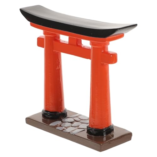 Amosfun Mini Torii Gate Aquarium Ornament Japanese Style Fish Tank Decor Zen Garden Micro Landscape Prop 3.54X0.78X3.14 Inch Lightweight Durable