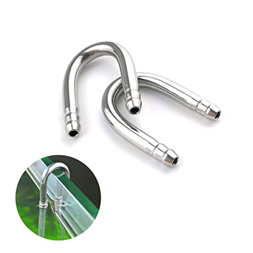 2 PCS Stainless Steel Fish Tank U Shape Pipe, 2 PCS Non-Return Check Valve, 4 PCS Suction Cup, for Aquarium Connecting Air Line