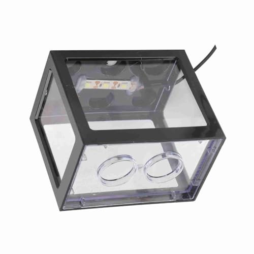 Mini USB LED Aquarium Fish Bowl Plastic Tank with White Light for Desk Tabletop Decor Energy-Saving Office Accent(Black) - color: Black