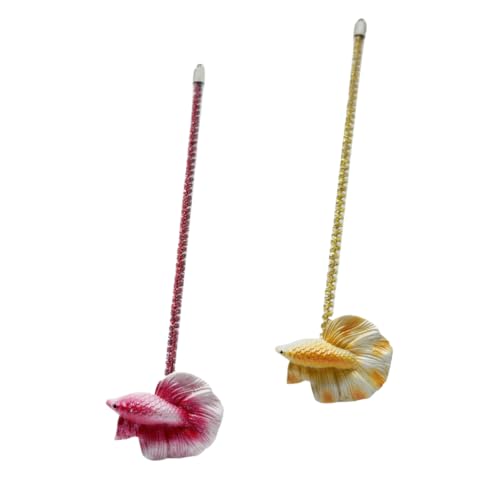 2 Pack Interactive Betta Fish Flare Stick Toy for Betta Tanks - Simulated Betta Training Teasing Toy for Betta Color Grow and Good Behavio (2 Pack) - color: 2 Pack
