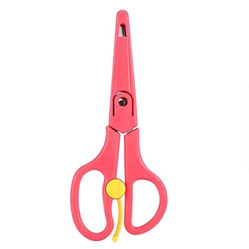 Food Shears Stainless Steel Baby Scissors Food Scissor with Plastic Cover for Toddlers, Preschool Training Kids Scissors(Red)