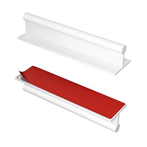 HRX Self-Adhesive Edge Fingerpull Door Handle - Easy to Install Screwless Peel and Stick on Glass, Wood, Metal, Plastic - Sliding Doors Knob for Kitchen Fronts, Drawers & Dressers Panels - 2 Pack - color: White