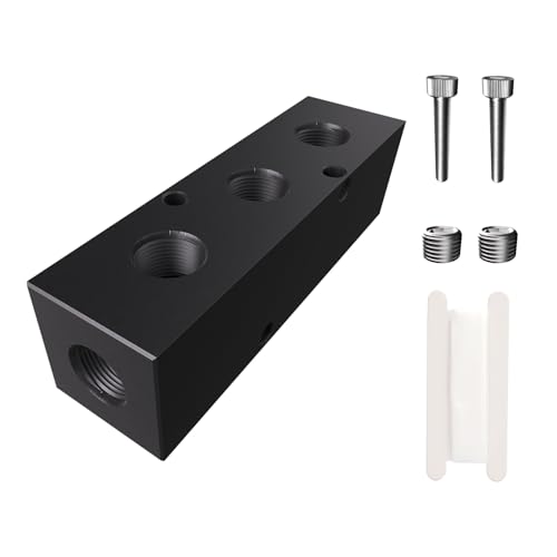 1/4" NPT inline Air Compressor Manifold, Line Hose Splitter 3 way 5 port Pneumatic Manifold Air Distribution Block with Accessories - style: 3 Way 5 Ports