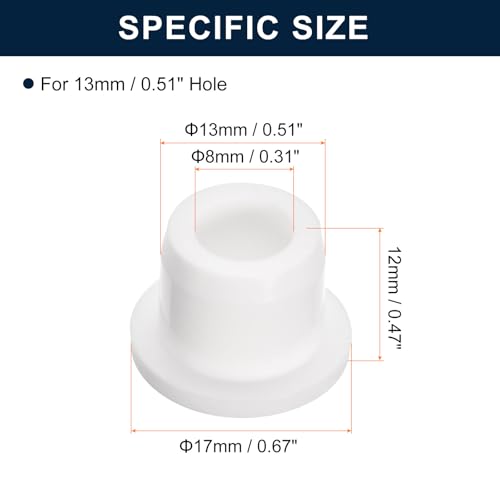 uxcell 4 Pieces White Plug Holes, T13 Waterproof Rubber Button Plug for 13mm / 0.51" Hole - size: 13mm