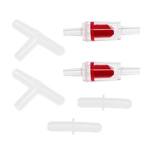 2-Way Aquarium Air Flow Control Lever Valve Distributor Accessories Set with Check Valve, T & Straight Connector and Suction Cups