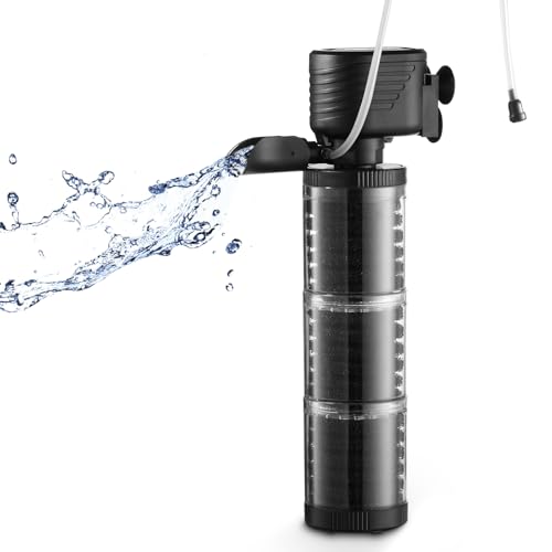 SainSmart XpertMatic 3 Stages 475 GPH Aquarium Filter for Up to 120 Gallon Fish Tank, Modern Style, Black ABS Material, Aquarium Filter, Pond Filter - size: 25W(475GPH) Up to 120 Gallon