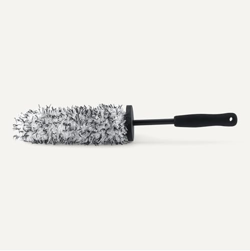 Amazon Basics Microfiber Wheel Cleaner Brush, for Rim Cleaning and Car Detailing, 16.54" Length, Gray