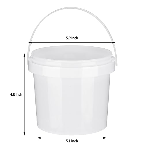 Gerrii 10 Pack White Plastic Bucket with Handle and Lid Food Storage Bucket Containers All Purpose Pail for Multipurpose Paint Water Art Crafts Projects Garage Organization (White,1.5 Quart) - color: White, size: 1.5 Quart