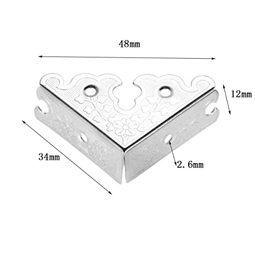 dophee 4Pcs Decorative Corner Protectors, Retro Style Edge Safety Guards Covers for Picture Frame Album Jewelry Box Gift Box Wooden Case Chest Tables Cabinet Furniture, 1.34"x1.34"-Silver - color: Silver