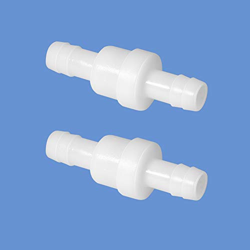 Quickun 1/2" One Way Inline Check Valve, Non Return Hose Barb, Ozone Resistance Plastic Valve for Fuel Oil Water Gas Pump Air, 2 Pcs - size: 1/2 inch