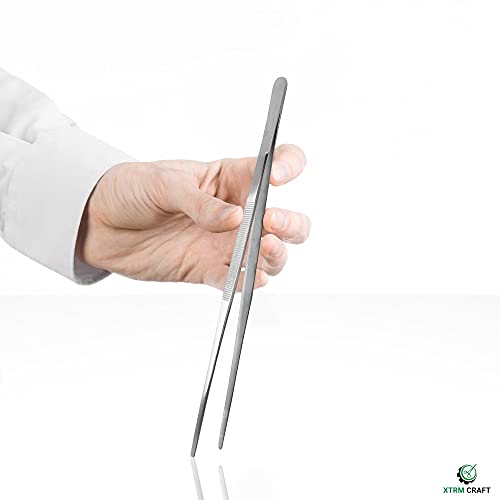 Thumb Dressing Forceps, Mulipurpose Tweezer Stainless Steel, Serrated Tip Straight 12 Inch - size: 12"