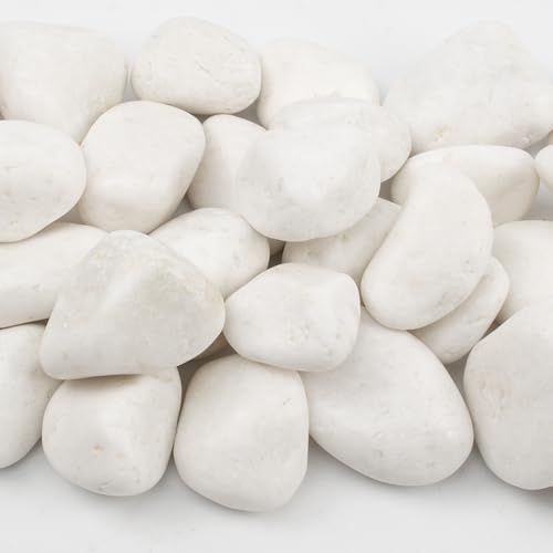 40 lbs White Polished Decorative Stones, 2-3 Inch Polished Rocks, Perfect for Outdoor Gardens, Pathways, Potted Plants, Vase Fillers, and Home Decor (Pure White, Weight: 40 LB) - color: Pure White, size: Weight: 40 LB