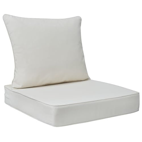FUNHOME Outdoor Seat Cushion Set 24 x 24 x 4 Inch,Water Resistant Outdoor Chair Cushions for Patio Furniture,Thick Deep Seating Pads for Outside Chair Sofa Couch, Cream Beige - color: Cream Beige