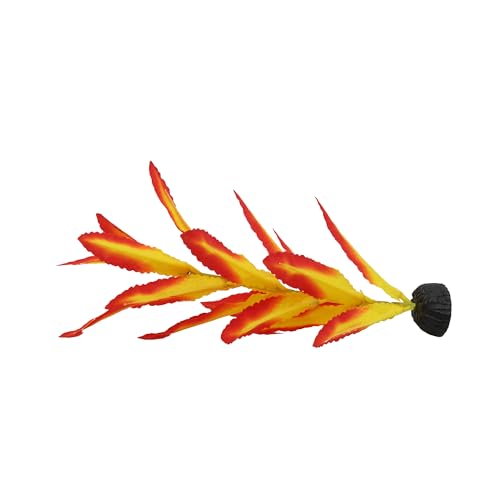 Silk Aquarium Plants for Betta Fish Tank, 2 Pcs 7.8 Inch Small Silk Aquarium Plant Aquatic Water Grass Decoration (Yellow-Red, 8 Inch) - color: Yellow-red
