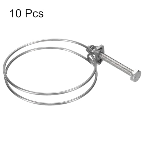 uxcell 10Pcs Double Wire Hose Clamp, 93-100mm Adjustable Stainless Steel Wire Hose Clips with M8 Bolt for Dust Collection Hose, Pump Hose Pipe - size: 93-100mm