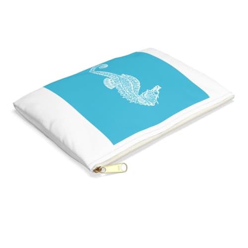 3dRose Blue seahorse print. Sea Horse. Ocean marine beach aquarium aquatic Accessory Pouch Large - size: Large