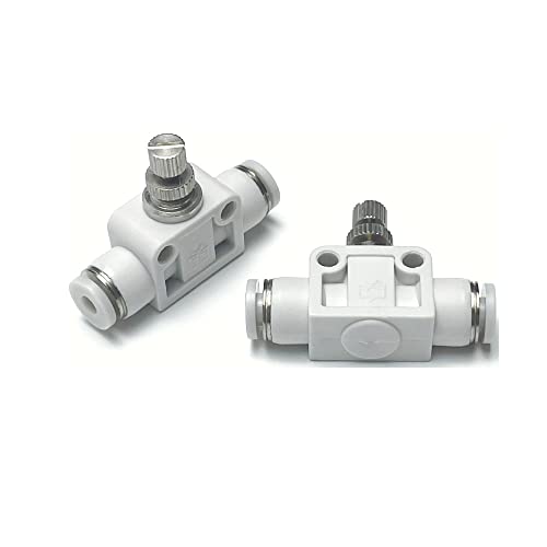 Pneumatic SCF Series 1/8 Inch Tube OD Air Flow Control Valve,Union Pneumatic Speed Control Flow Controller White SCF-1/8(Pack of 2) - color: White, size: 1/8" OD