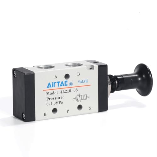 Push-Pull Valve AirTAC 4L310-10 3/8" NPT 5/2 Way Hand Lever 2 Position 5 Way Pneumatic Air Manual Control Direct Acting Type 0-145 PSI - size: 3/8 NPT, style: 5/2 way