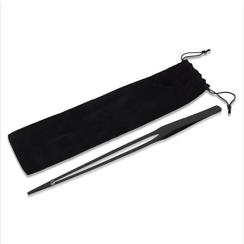 Mandala Crafts 15 Inches Black Stainless Steel Straight Aquarium Tweezers for Aquatic Plants – Long Aquascape Forceps for Fish Tanks, Hospital Tanks, Goldfish Bowls, and Terrariums - color: Black Straight Tweezers, size: 15 Inches