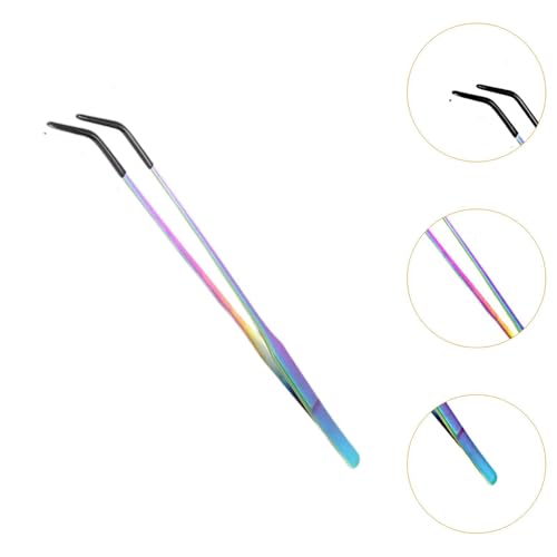 Baoblaze Reptile Feeding Tongs with Black Silicone Tip Long Planting Tweezers for Aquarium for Gecko Bearded Dragon Tank Aquascaping, Curved - color: Curved