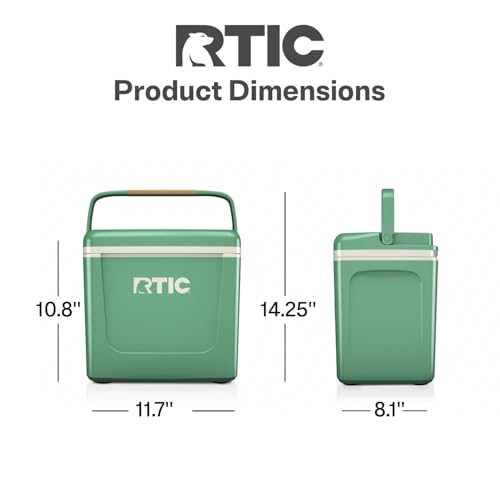 RTIC 8 QT Road Trip Personal Cooler, Small, Compact, Insulated, Portable Ice Chest Box for Food, Drink, Beverage, Beach, Camping, Picnic, Fishing, Boat, 12-Can Capacity - color: Sage/Beach