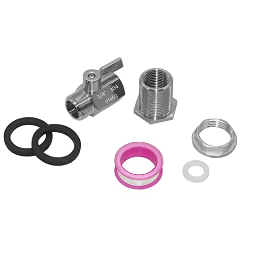 Beduan Spigot Rain Barrel Faucet Kit Stainless Steel 3/4" GHT Rain Barrel Valve with 3/4" Female Bulkhead Fitting Adapter Water Tanks, Aquariums, Tubs, Pools - size: 3/4" Female Bulkhead Fitting+3/4 GHT Valve