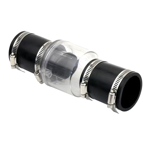 2 Inch Sump Pump Check Valve for Condensate and Sewage Pipes,Silent Check Valve for Backflow Prevention,Loaded Flapper, One-Way Drain Valve,Includes Steel Clamps Fits 2" Schedule 40 Pipe