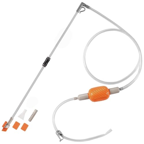 Aquarium Siphon Vacuum & Water Changer Kit with Multi-Head Attachments | Includes Gravel Cleaner, Debris Filter, Brush and Sponge for Effortless Cleaning & Water Changes | Ideal for Tanks Up to 10 Gal
