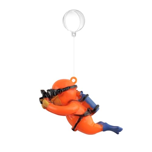 onesimcr Floating Fish Tank Decorations, Aquarium Decorations, Lovely Diver Fish Tank Decorations, Floating Device Fish Tank Accessories，Suitable for All Kinds of Fish Tanks(Orange)… - color: Orange