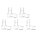 Quickun 1/4" Hose Barb 90 Degree Elbow L Fitting, Plastic 2 Way Equal Barbed Joint Splicer Mender Union Adapter Hose Fitting (Pack of 5) - size: 1/4" (5Pcs)