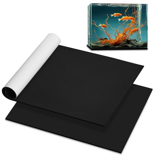 Pangda 2 Pcs 19.6 x 13 Inch Aquarium Fish Self Leveling Mat for Under Tank 5mm Thick Foam Compressible Neoprene Mat with Adhesive Backing Shockproof Waterproof Easy to Cut Stability, Black - color: Compressible Neoprene Foam, size: 19.6 x 13 Inch