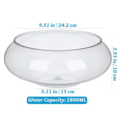 Toddmomy 9.5 Inch Transparent Plastic Fish Bowls Set of 2 Small Round Aquarium Tanks for Desktop Home Office Wedding Decor
