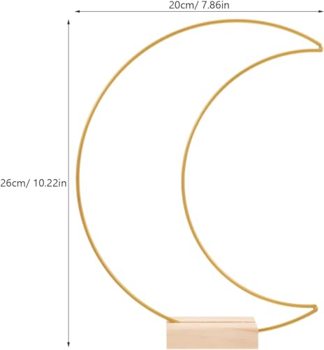 Dining Table Decor 10 Sets Metal Floral Hoop Moon Shaped Metal Wreath Ring Stand with Wood Holder Centerpiece Table Decor for DIY Xmas Wedding Table Decor Flower Garlands (Moon,26x20cm